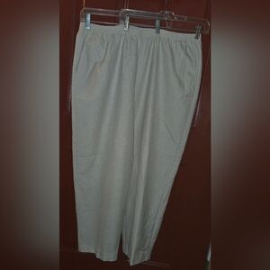 Alfred Dunner Women's Sz 22W  Elastic Waist Pull On Pants Linen Texture Beige